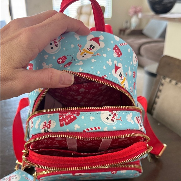 Loungefly Disney Snowman Backpack - Red and Light Blue
